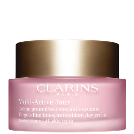 Clarins Multi-Active Jour Targets Fine Lines Antioxidant Day Cream 50 ml ครีมเจลลดเลือนริ้วรอยสำหรับตอนเช้า ชะลอการเกิดริ้วรอย ปรับผิวให้สว่างกระจ่างใส กระตุ้นการผลัดเซลล์ผิว